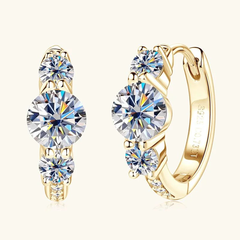 Romantic Round Brilliant Cut New Style Korean Collection Elegant 925 Sterling Silver Moissanite Earrings