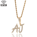 Wholesale Big Size 26 Letters Custom Alphabet Brass Zircon Gold Silver Name Pendants Unique Design Custom Letter Pendant