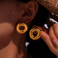 New Boho Dainty Swim Ring Circle Gypsy 18K Gold Plated Stainless Steel Earrings Hypoallergenic  Tarnish-Free Jewelry