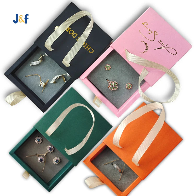 Custom Logo Slide Drawer Jewelry Box Bracelet Necklace Earring Purple Jewelry Box Case Custom Jewelry Packaging & Display Box