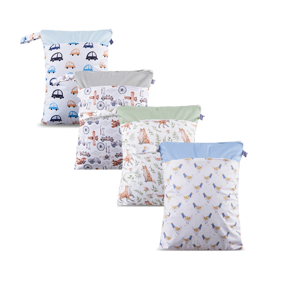 Happy Flute  Waterproof Eco Friendly Wet Bag  Washable Baby Diaper Bag Wet and Dry Separation Baby Diaper Wet Bag