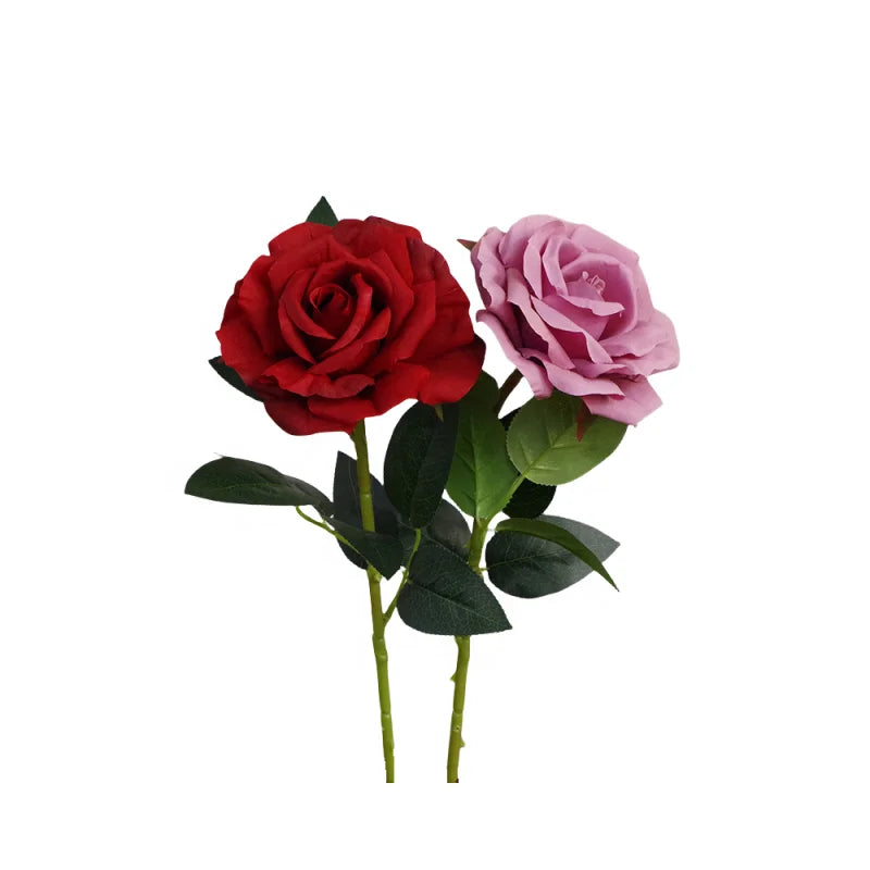 Artificial Flower Thick Stem Red Rose Real Touch Rose Flower Single Stem Silk Roses
