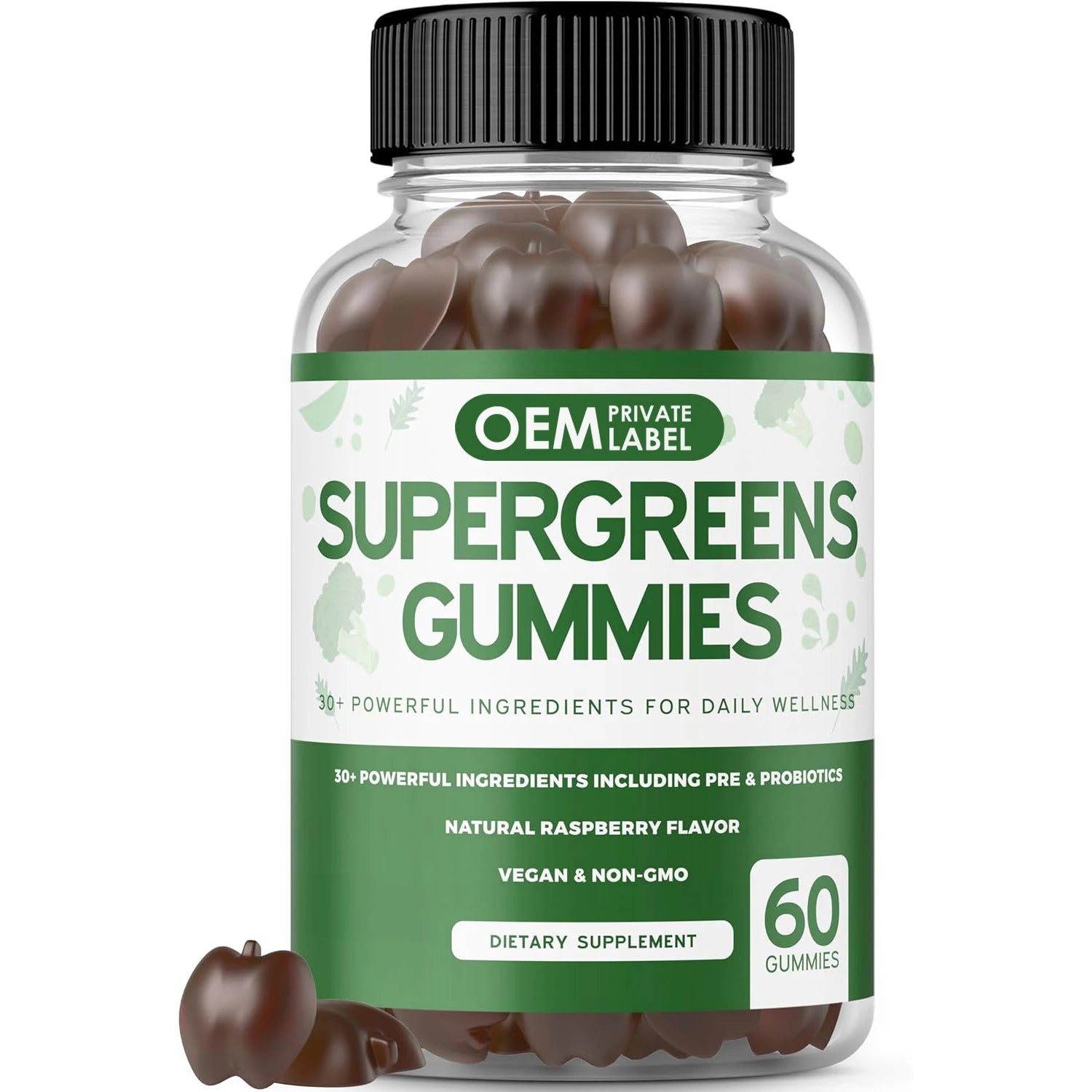 OEM Private Label Vegan Supergreens Gummies Greens Supplements with 8 Ingredient Power Blend Immunity Support for Adults