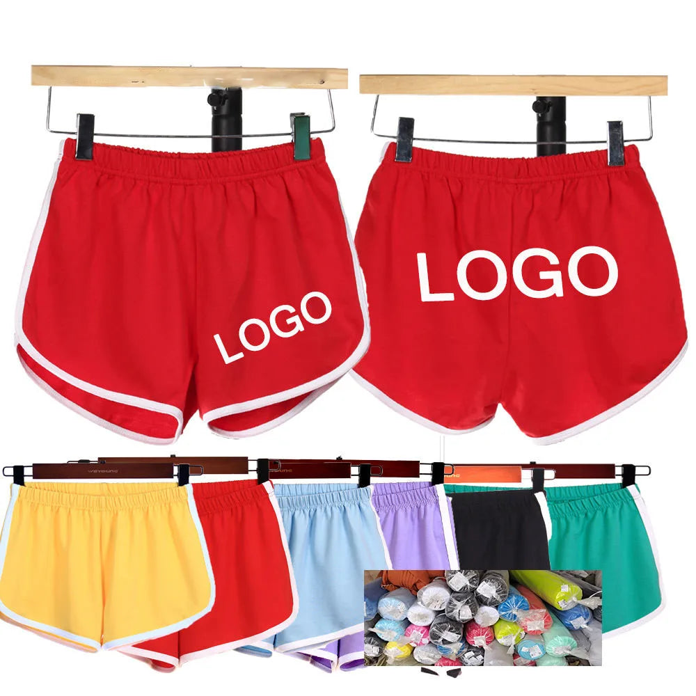 Custom logo Terry Cotton Women Shorts Low-waisted Hot Pants Hip Lifting Spandex Women Booty Biker Shorts