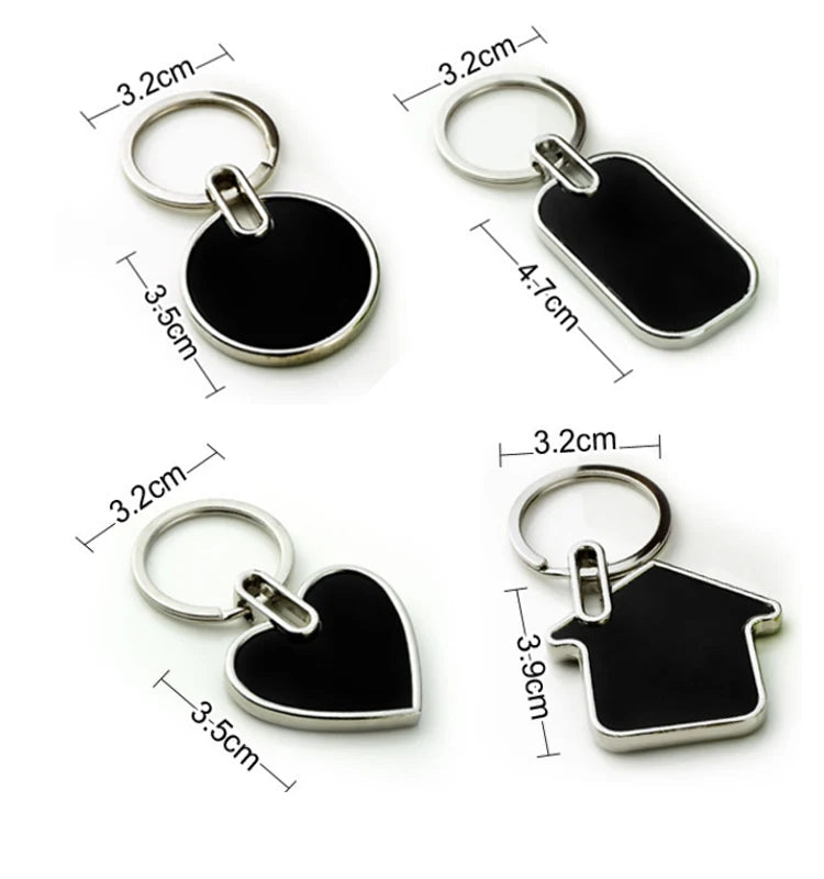 Custom logo Blank Metal Round Rectangle Heart Shape Keychain Keyring for Hotel Real Estate Advertisement Gift Key Chain