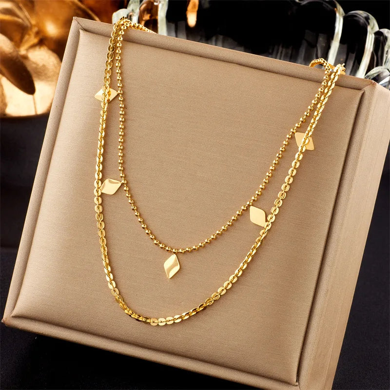 Wholesale Custom Stainless Steel Bohemian Gold Color Multilayer Chains Necklaces for Women Vintage Girls Choker Jewelry Gifts