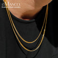 EManco Classic Dainty Mens Cuban Chain Silver Necklace Jewelry Minimalist Stainless Steel Men Necklace