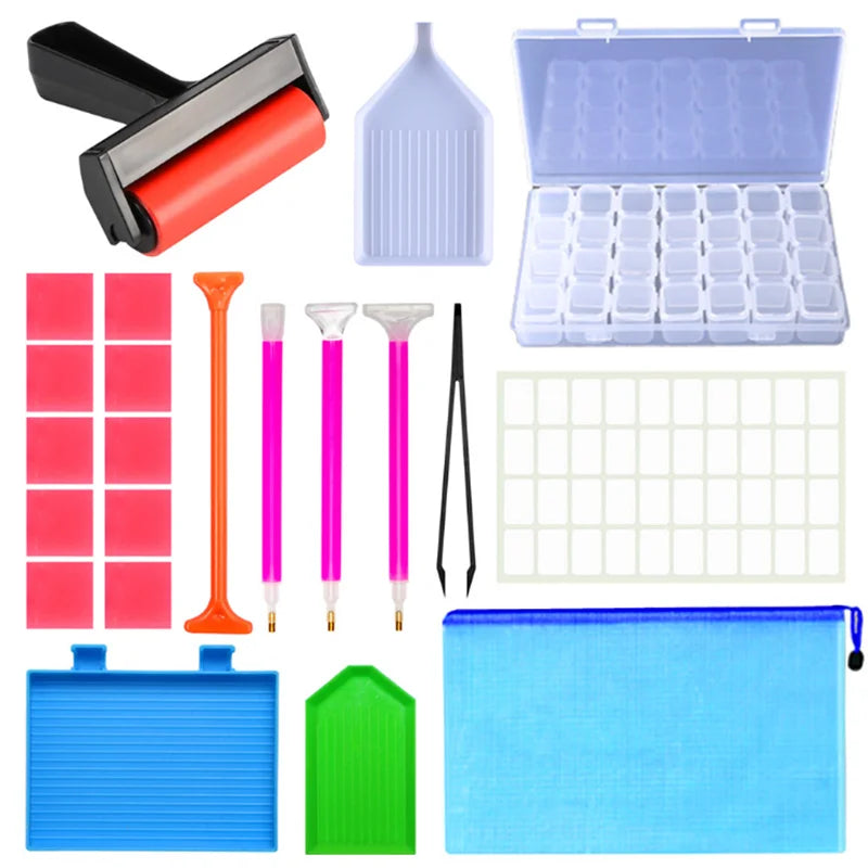 Plastic Storage Box Diamond Painting Tools Kit with Drill Pen and Accessories-Eco-Friendly