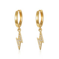 Fashion  Jewelry 925 Sterling Silver Flash lightning Earrings with Diamond Gold Plated Hoop Earrings Women Jewelry