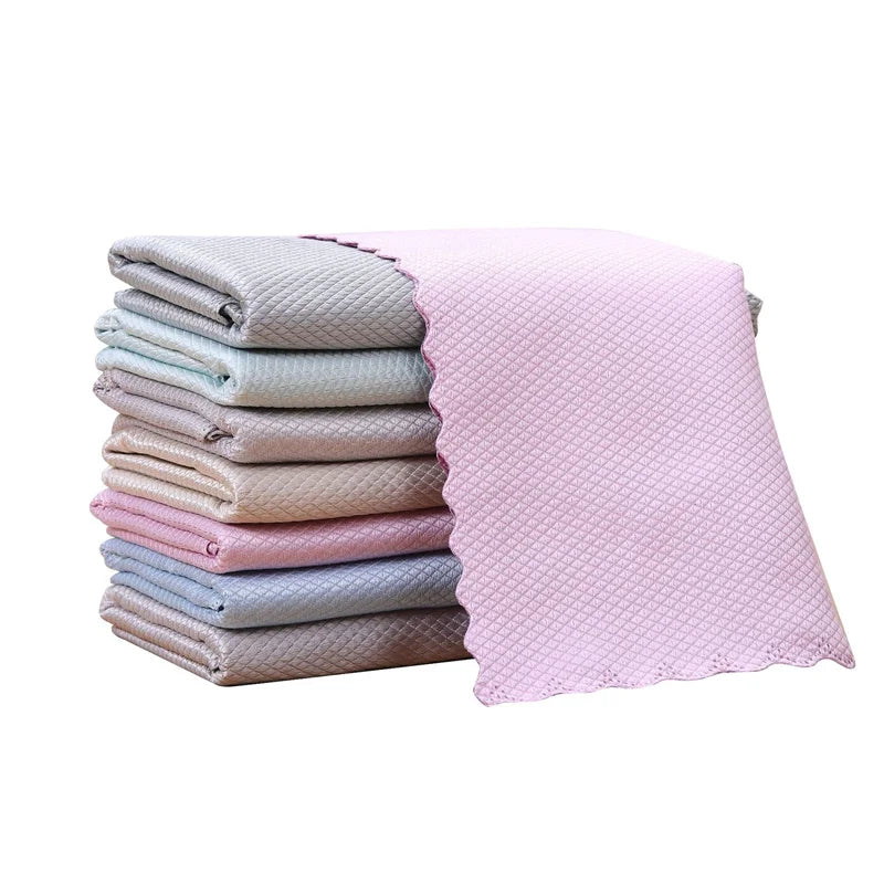 Microfiber Multi-Purpose Digital Printing Fish Scale Cleaning Towel for Kitchen Home Car Use