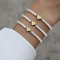 Heart-shaped Gold Letter Fashion Pearl Bracelet Bohenia Style Faux Pearl  European-American Chain for Trendy Fashionistas