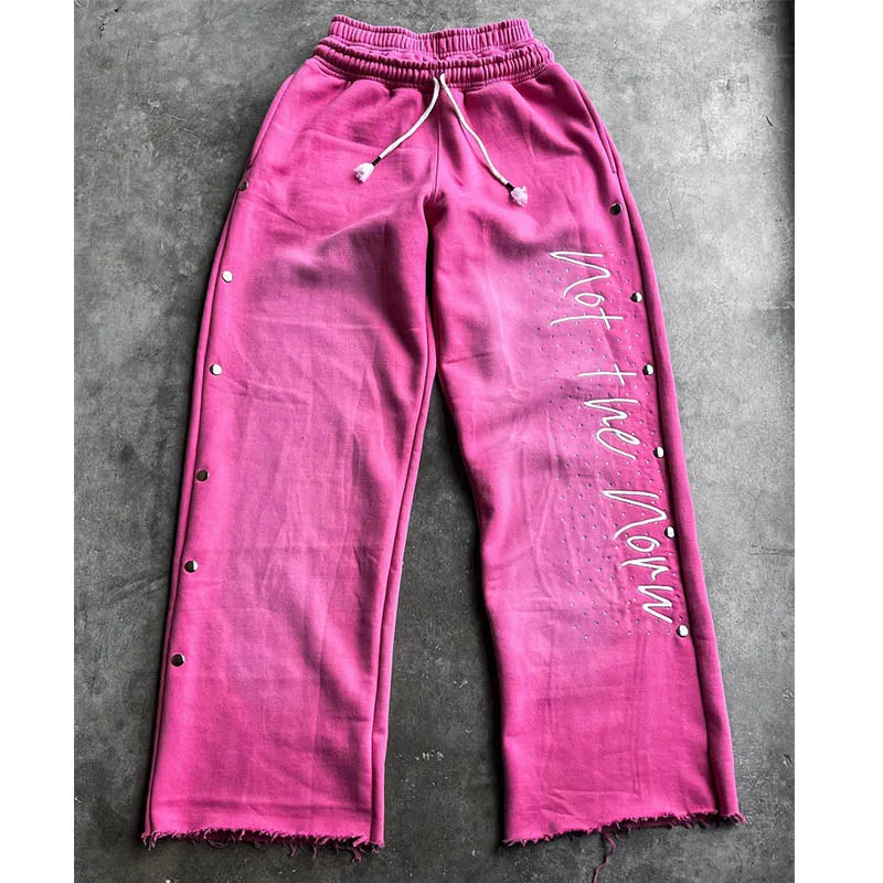 Custom Double Waist Sweatpants for Women Printed Embroidery Heavyweight French Terry Sweatpants Unisex 600 Gsm Sweatpants