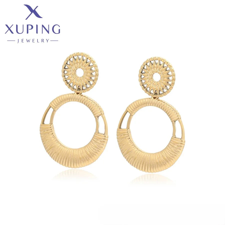T000856089 XUPING JEWELRY 14K Gold Color Simple Stainless Steel Trendy Fine Hoop Hypoallergenic xuping Earring