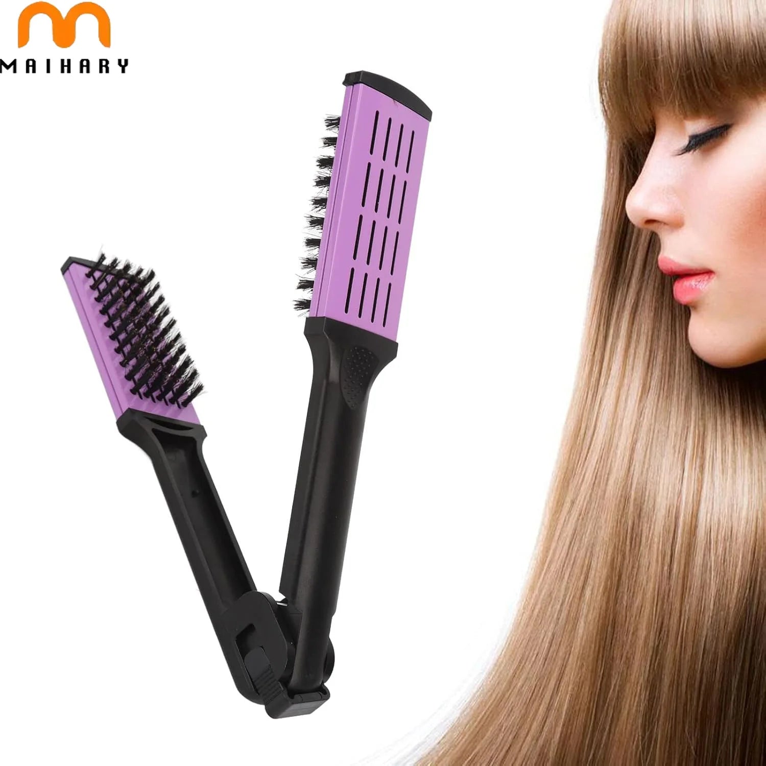 Custom Hair Hairdressing Tool Barber Straightening Double Brush Comb Bristle Clamp Straightener Comb for Barbershop