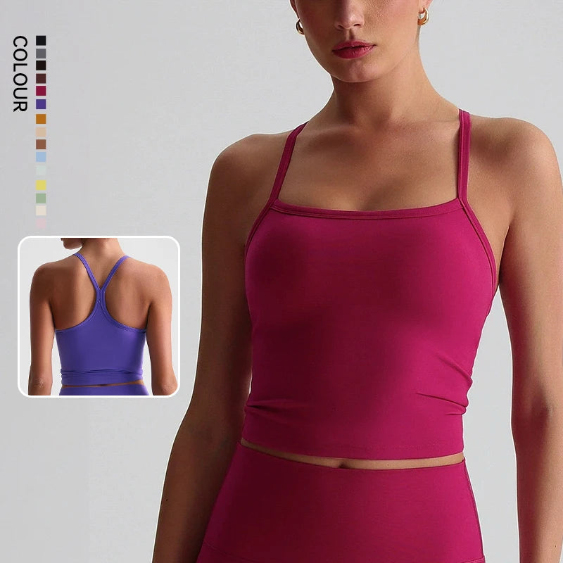 SHINBENE Hi Cloud Women's Classic Racerback Fitness Workout Crop Top Breathable Padded Running Sports Yoga Bras Vest
