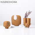 Sandblasting Brown Eco-Friendly Handmade Modern Nordic Ceramic Flower Vase Mini Unique Home Table Decor