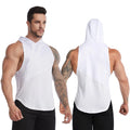Men's Summer Printed Spandex Hooded Tank Tops Sleeveless Quick Dry Breathable Gym Training Hoodies