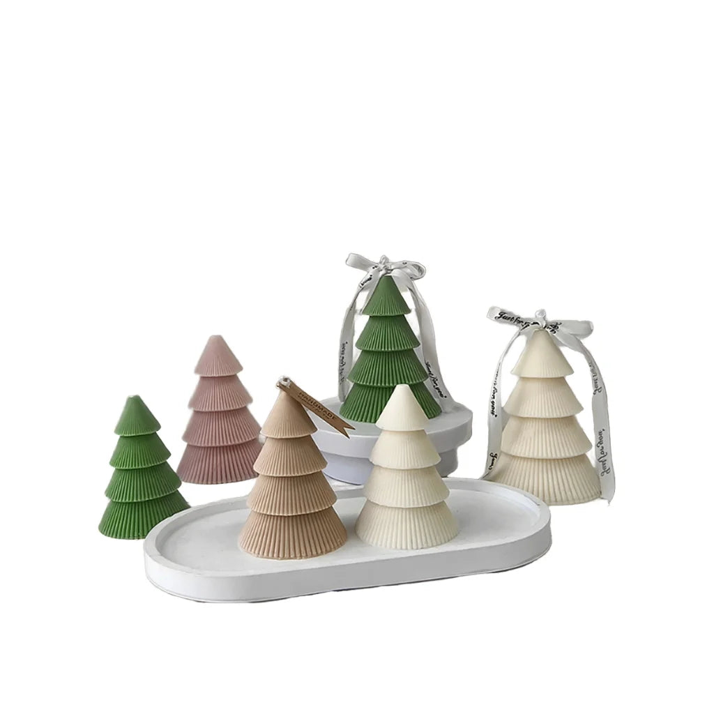 Luxury Rotating Christmas Tree Candle Mold Handmade Large Small Scented Candle Design Box Packed Silicone