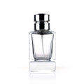 Wholesale 50ml square Perfume Bottle Unique Thick Glass Bottom with Double Ring Silver Cylinder Lid