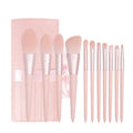 Vegan Cruelty-Free 11pcs Pink Synthetic Kabuki Fan Brush Set Cosmetics Foundation Powder Blush Blending Face Makeup Brush