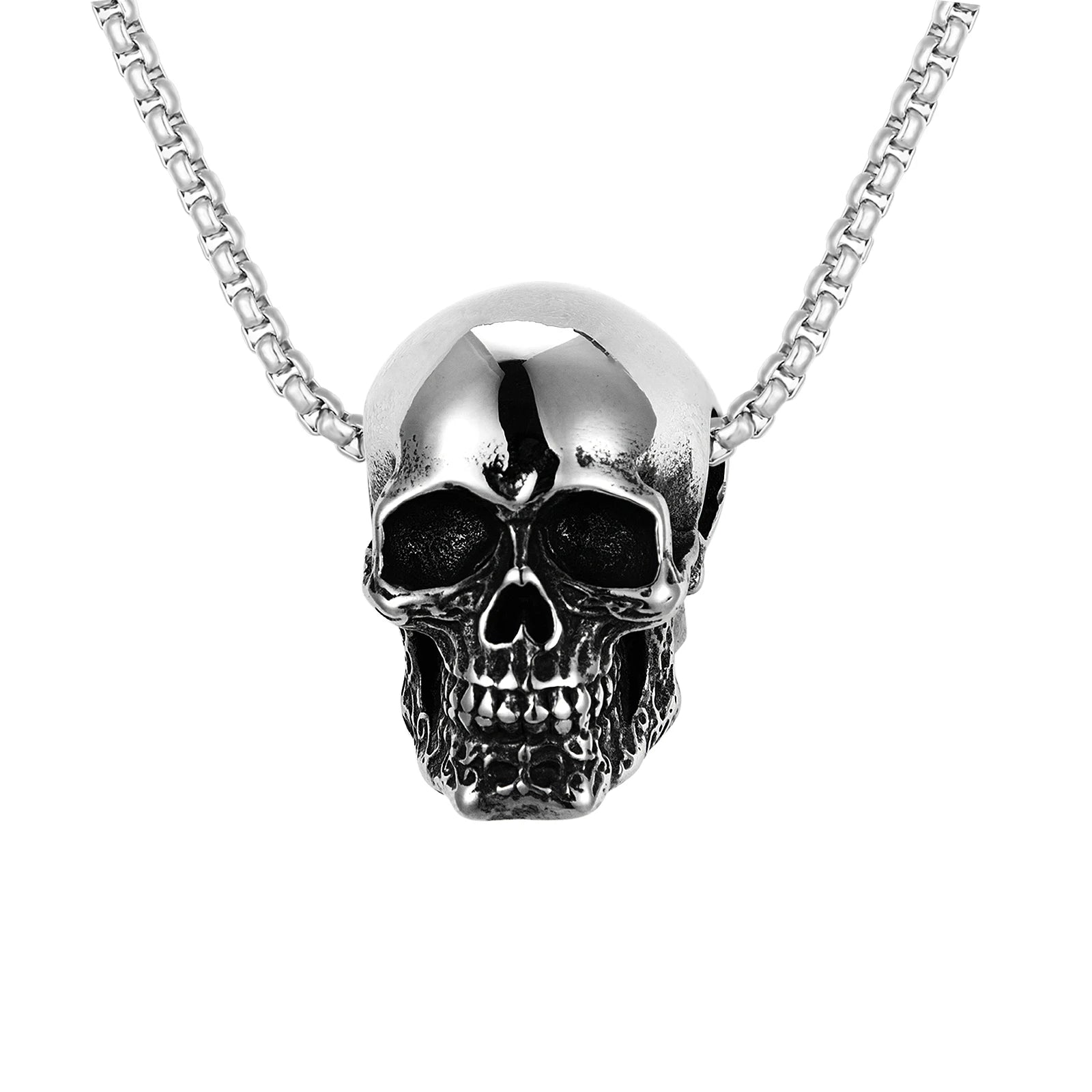 Personalized Custom Men's Necklace Mexican Day of the Dead Silver Man Skull Pendant Stainless Steel Necklace for Man