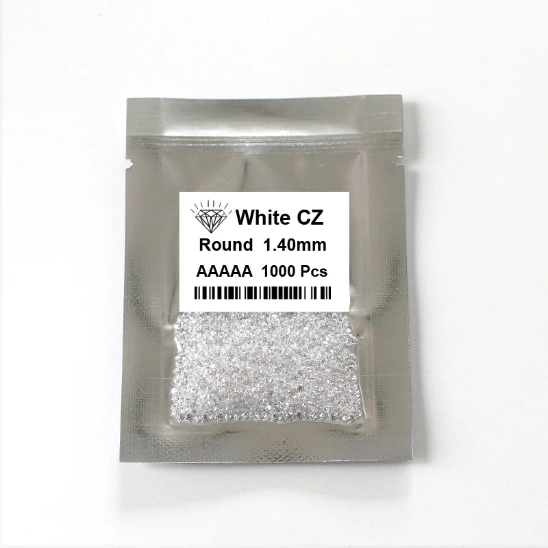 5A Grade Synthetic CZ Stones Price Round Brilliant Diamonds Cut Cubic Zirconia 1000pcs/bag 1.6mm 1.7mm Loose Gemstone