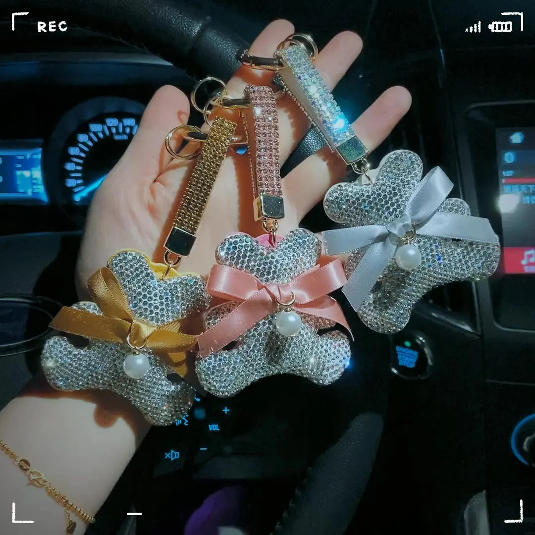 Portachiavie Full Diamond Crystal Cartoon Bear Cute Doll Keychain Lucky Rhinestone Keychain Bear Keyring Oso