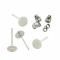 100pcs/bag 4/6/8mm Flat Pad Plated Ear Nut Earring Post Stud Scroll Back Findings for DIY Jewelry Making