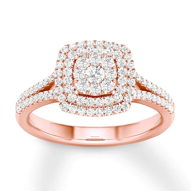 SGARIT 14K Rose Gold 2.00CT Micro Pave Moissanite Cluster Ring Ladies Engagement Ring Wholesale Diamond Jewelry