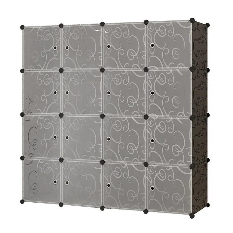 16-Cube DIY Plastic Wardrobe Cupboard Organizer Storage Clothes Closet Cabinet Portable Cube Wardrobe