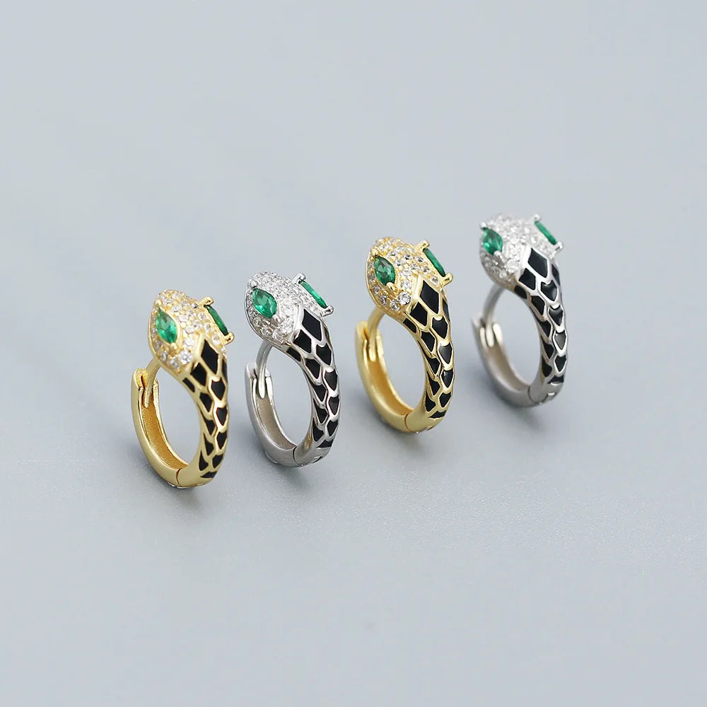Simple Design S925 Sterling Silver CZ Snake Hoop Earrings for Women YHE0516