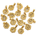 Hexagonal Square Necklace A-Z 26 Letters Pendants18K Stainless Steel 26 Letters Pendant Personality Design