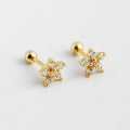 925 Sterling Silver Minimalist Snow Flower Stud Earrings Screwbacks Ball Gold Plated Piercing Earring for Women