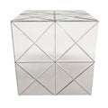 Hot Sale Simple Design Modern Living Room Silver Mirrored Furniture Diamond Square Cube Side Table End Table Bedside Table