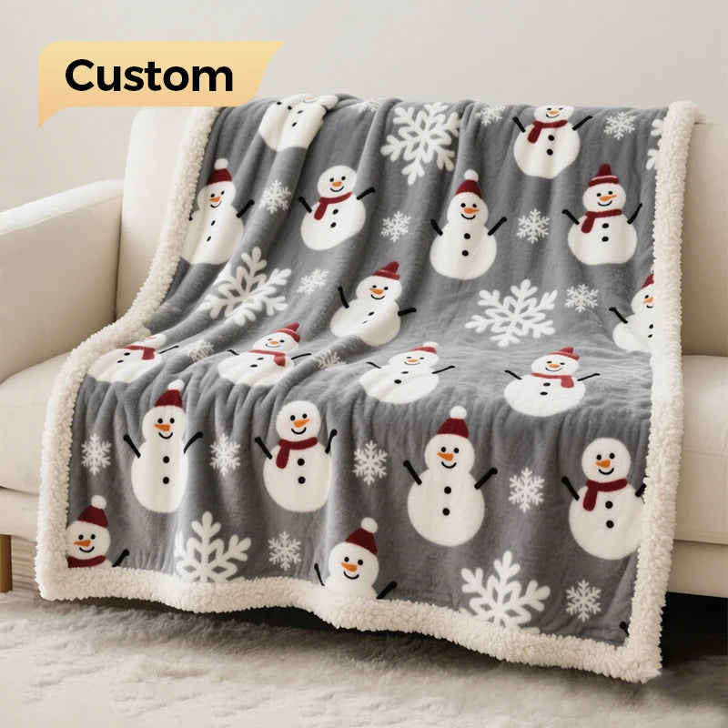 Super Soft Thick Christmas Decorations Cover Custom Printed 100% Polyester Sherpa Fleece Winter Nap Air Throw Blanket