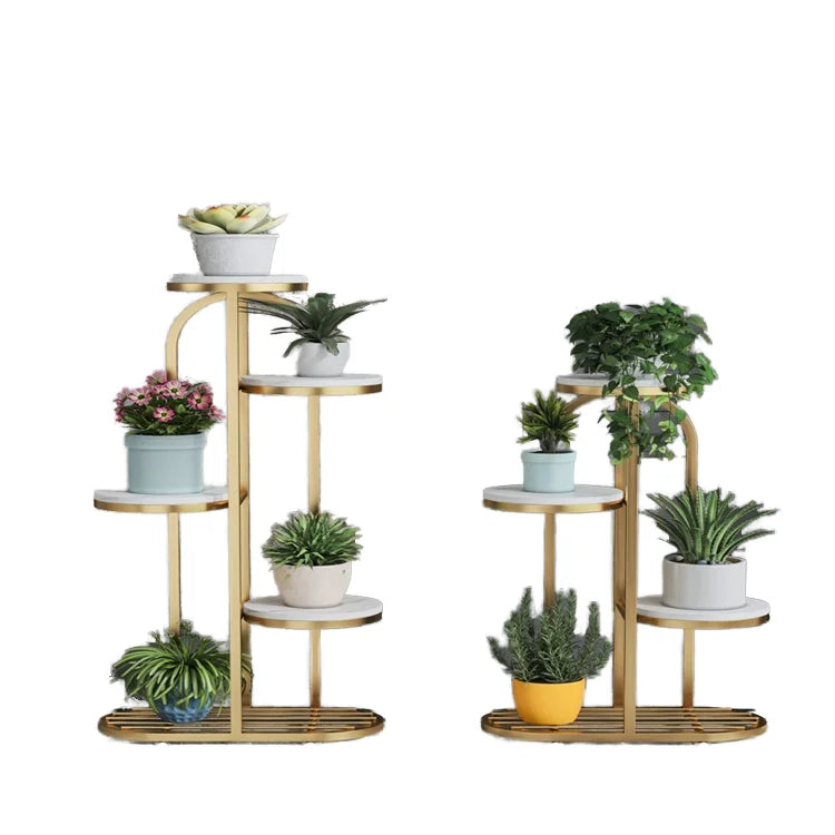 Wholesale 3-Tier Gold Powder Coated Wrought Iron Eco-Friendly Display Rack Indoor/Outdoor Corner Vase Stand Garden Steel Home