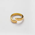 YF4094 Minimalist Stainless Steel Jewelry Dislocation Cut Section Circle Irregular Chunky Ring Waterdrop 18K Gold Plated Rings