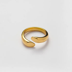 YF4094 Minimalist Stainless Steel Jewelry Dislocation Cut Section Circle Irregular Chunky Ring Waterdrop 18K Gold Plated Rings