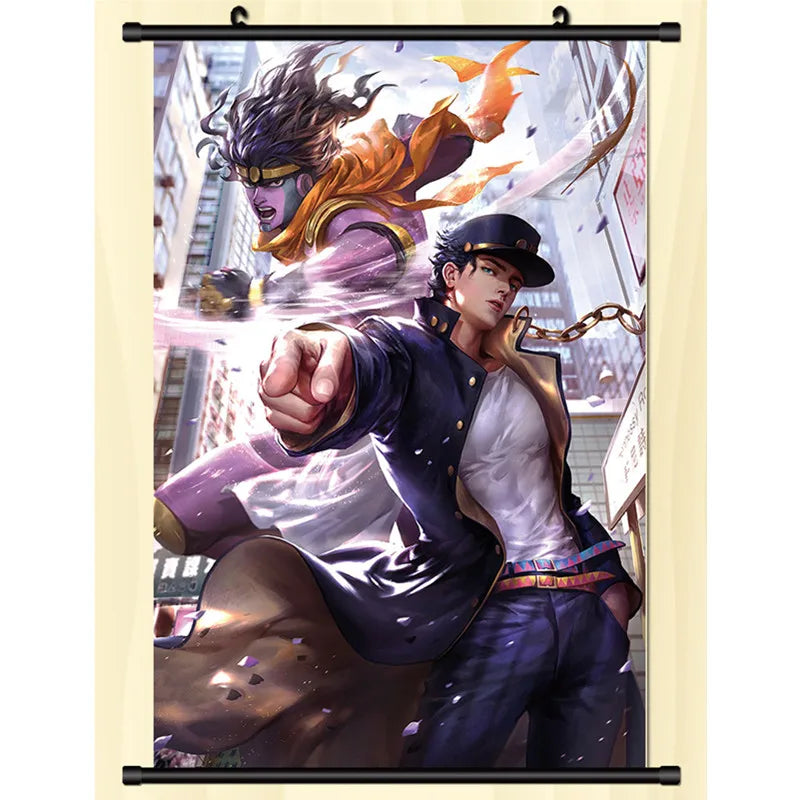 30*45CM Anime flag trends canvas manga hanging scroll wall decor jojos bizzare adventure poster