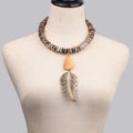 Retro Bohemian Alloy Feather Pendant Gold Black Square Septum Punk Exaggerated Men's Collar Alloy Casual Choker Necklace