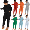 Women Clothing Cotton Candy Solid Color Casual Long Sleeves t Shirt Ladies Pants Leggings Sports Jogging Two Piece Women's Sets