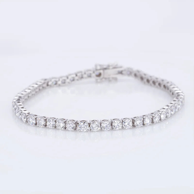 Starsgem 18K White Gold Lab Diamond Bracelet 2.1mm HPHT CVD Diamond Rhodium Plated Tennis Chain Bracelet
