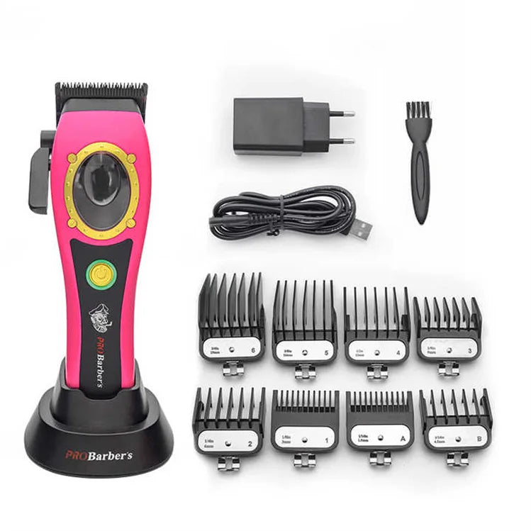 Professional Home Barber Haircut Set Rechargeable Cordless Hair Trimmer Clippers Charging Base Stainless Steel Blade English
