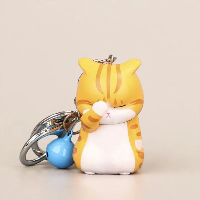 Animal Couple Cat Key Chains Chubby Kitten Key Ring Trinket Handbag Decor Accessories Charms Resin Cartoon Cute Shy Cat Keychain