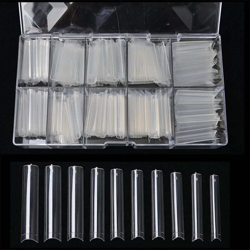 Box XXXL Acrylic Full Cover Ballerina Shape Soft Gel Nails Tips Clear Extra Long Half No C Curve Square Nail Tips Custom 500 Pcs