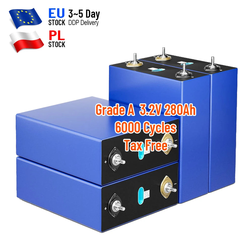 16Pcs Wholesale EU Stock Free Shipping 3.2V EVE 280AH LF2880K for 48V Bank More Than 8000 Times Fast Shipping.