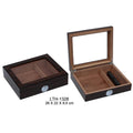 Wholesale Custom Spanish Cedar Wooden Box with Hygrometer Humidifier Solution Desktop Glass Cigar Box Humidor