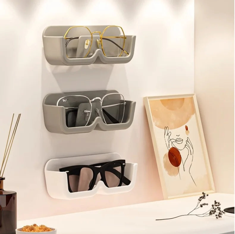 Wall Hanging Sunglasses Display Cabinet Glasses Storage Box Wall Mounted Perforated Free Eyeglasses Storage Rack Home Tidying