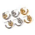 New Geometric Mixed Color PVD 18K Gold Plated C Shape Earrings Stainless Steel Twist Knot CC Hoop Earrings Jewelry for Women