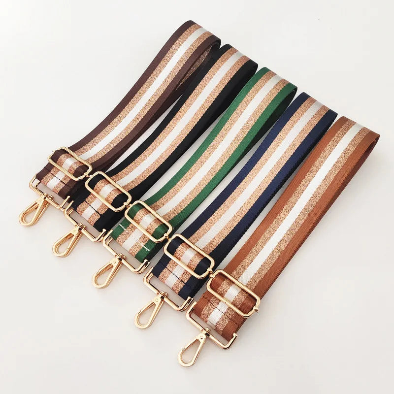 KAYA 3.8 cm Nylon Canvas Metal Trendy Handbag Striped Adjustable Shoulder Strap